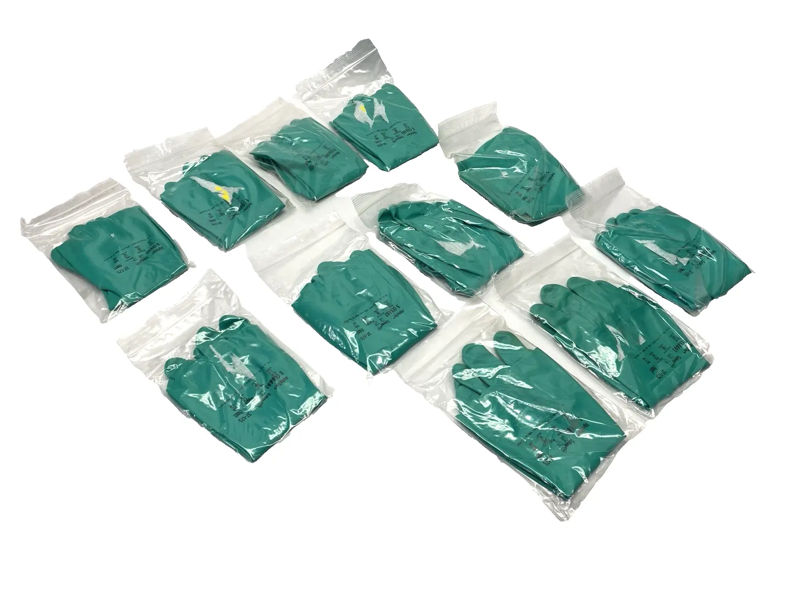 USED ANSELL ALPHATEC SOLVEX CHEMICAL RESISTANT NITRILE GLOVES LARGE LOT OF 11
