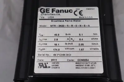 GE FAUNC MTR-3N33-G-R-0-N-S-A BRUSHLESS SERVO MOTOR STOCK 2208