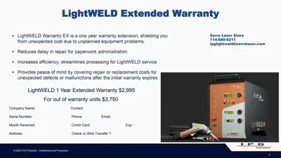 IPG WRRNTY EXT LIGHTWELD One Year Extended Warranty | Li10 Laser (1)