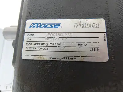 Morse Raider 450Q180LR30 Worm Gearbox 30:1 Reducer 6.2Hp 58rpm Dual Shaft Output