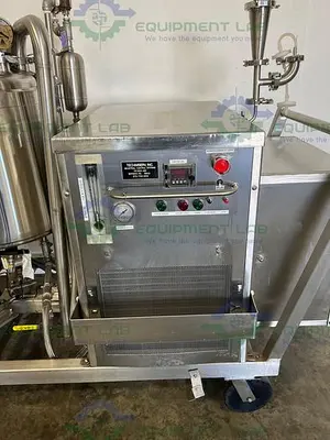 USED MUELLER 60 LITER STAINLESS STEEL  JACKETED MIXING TANK W/ CHILLER, CONTROLLER