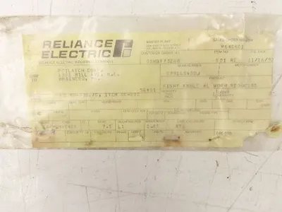 Reliance Master XL 180WM40A Speed Reducer 7.5:1 Gearbox 233rpm 18Hp 180TC RH