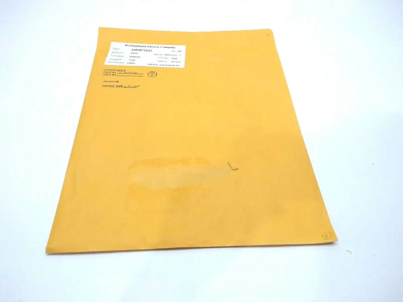 NEW WESTINGHOUSE O-RING 2Q08 EPDM RUBBER