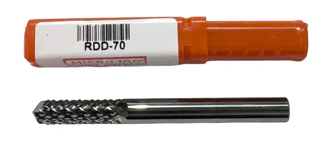 Micro 100 1/4" Solid Carbide Router, Diamond Pattern, Drill Point End USA Made
