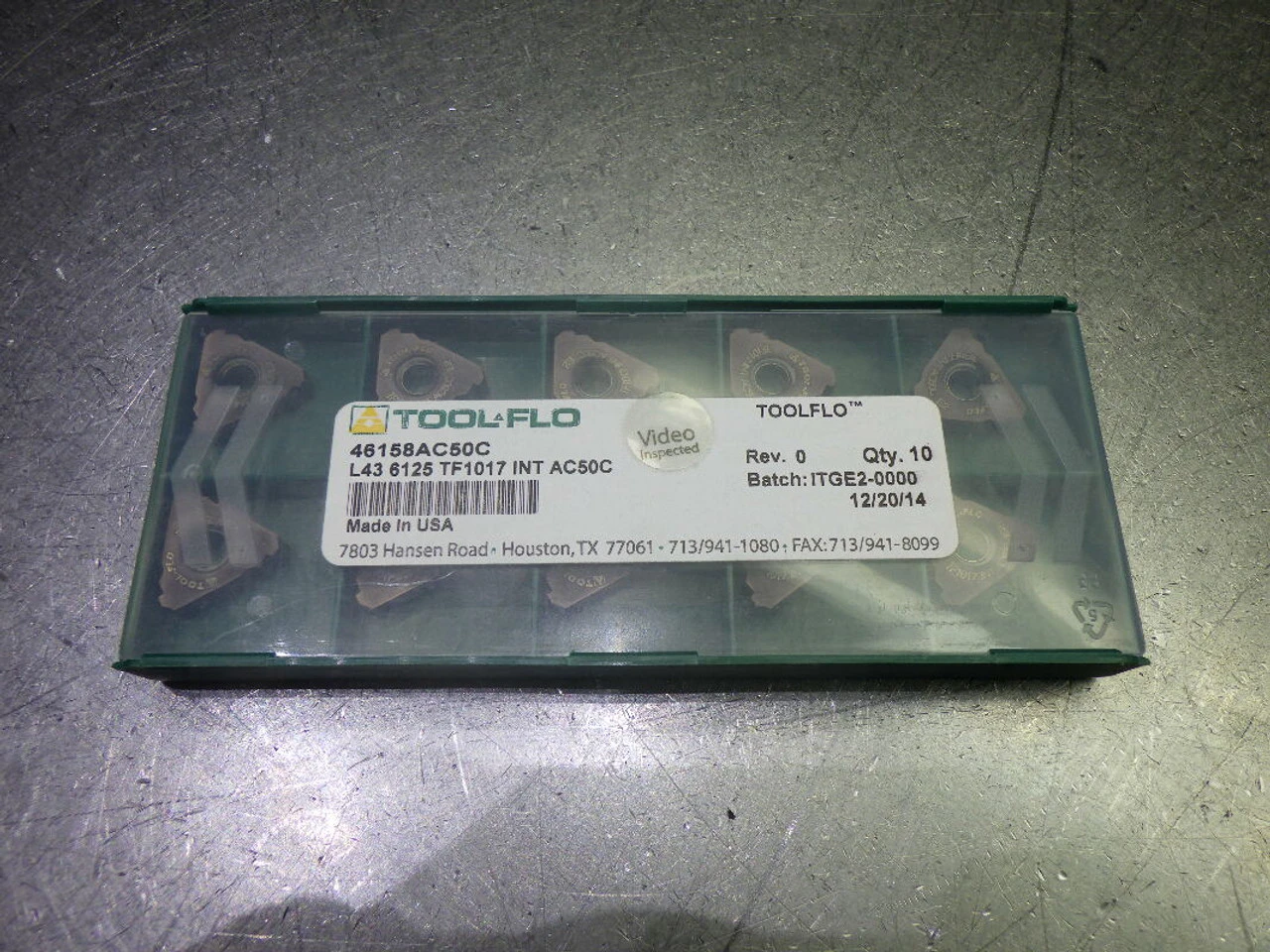 Tool Flo Carbide Threading Inserts QTY10 L43 6125 TF1017 INT AC50C (LOC1468A)