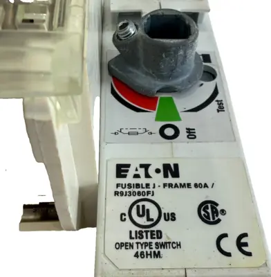 USED EATON R9J3060FJ FUSIBLE ROTARY DISCONNECT 60A 3POLES 600VAC