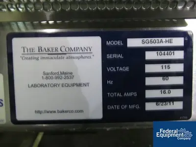 USED Baker 58" Baker Sterishield Laminar Flow Fume Hood, Model SG503A-HE, S/S