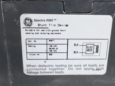 400 Amp GE SPECTRA Electronic Breaker SGLL36BB0400 MVT Plus & Shunt Trip Used