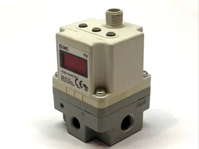 USED SMC ELECTRO-PNEUMATIC REGULATOR 0–0.9MPA 1/4" NPT 24V