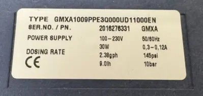 PROMINENT FLUID CONTROLS GMXA1009PPE3Q000UD11000EN DOSING PUMP REFURBISHED