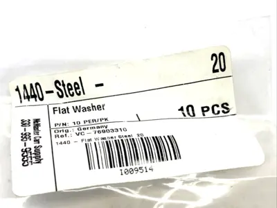 96505A123 | Flat Washer, 1440 Steel, For M20 Screw Size, 20mm ID 32mm OD 100-PCS - New