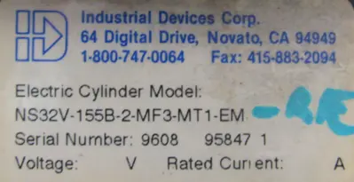 USED IDC NS32V-155B-2-MF3-MT1-EM ELECTRIC CYLINDER NS32V155B2MF3MT1EM