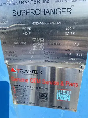 Used 2016 TRANTER SUPERCHANGER GXD-042-L-5-NR-121 Heat Exchangers | DH Griffin Used Equipment #1383236