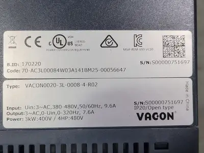 USED VACON VACON0020-3L-0008-4-R02