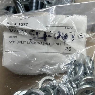 (20) 5/8Hex Bolts Zinc Plated,(20) Hex Nuts,(20) Split Lock Washers + Warranty