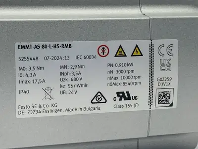 New | in-Stock Festo Servo Motor 3.5Nm Stall, 910W, 680V, 8540rpm, 5255448 Servo Motors Michigan US | Maverick Industrial Sales #1389121