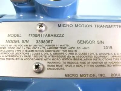 Used Micro Motion 1700 R11 AB AEZZZ Sensors New Hampshire US | Bitter End Trading #1452858