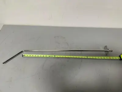 USED FLUID LINE 35" STAINLESS STEEL SIPHON TUBE W/ SLANTED OUTLET & 3/4" SANITARY FIT