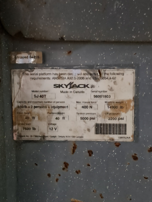 USED 2016 Skyjack SJ40T