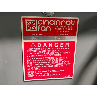 USED CINCINNATI FAN RBE-15