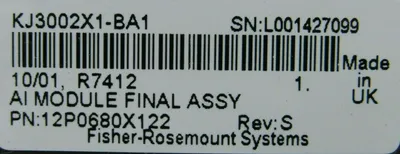 USED FISHER ROSEMOUNT DELTA V 12P0680X122 INPUT MODULE KJ3002X1-BA1 REV S