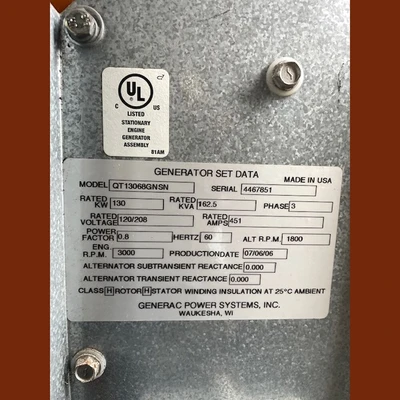 USED 2006 GENERAC QT13068GNSN