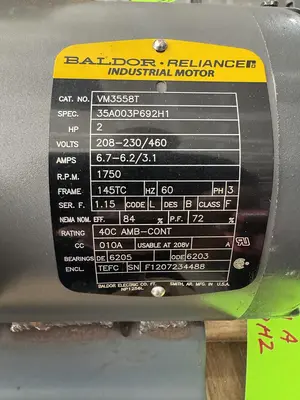 USED BALDOR RELIANCE INDUSTRIAL MOTORS VM3558T