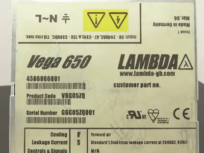 Lambda V6G05ZQ TDK Vega 650 Power Supply 48VDC 20A Output 100-240V Input