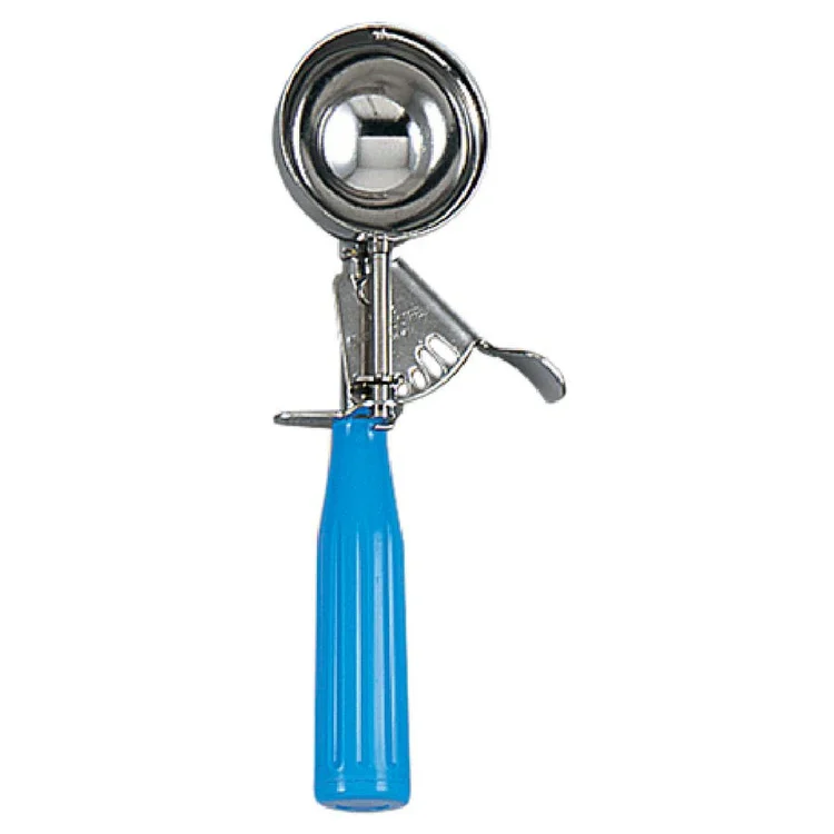 New | in-Stock Browne New Browne Disher, Standard, Size 16, 2.25oz/66ml, w/Blue Handle, Stainless (573316) Smallwares Illinois US | Falcon Restaurant Supply #1375085