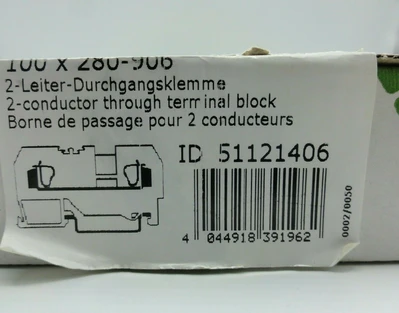 (100) Wago 280-906 Terminal Blocks 800V 24A