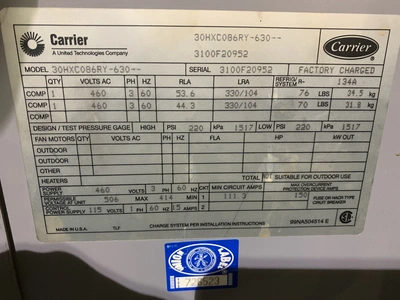 Carrier Ecologic Chiller water cooled chiller 30HXC086RY-630