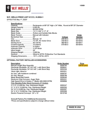 WF WELLS H-2024-1 Horizontal Bandsaws | Punch Press and Shear (2)