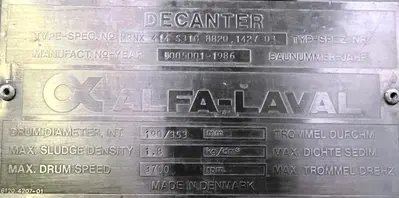 Alfa-Laval MRNX 414S-31G decanter centrifuge, 316SS.