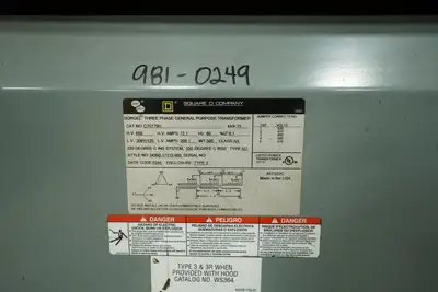 75 KVA - 600V to 208Y/120V 3 Phase Dry Type & Multi-Tap Isolation Transformer