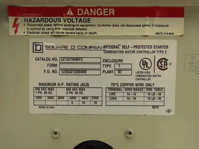 Square D IEC Combination Motor Controller 460V 10Hp