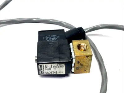 6011 A 1/16 FPM B | Burkert  Solenoid Valve 1/8" NPT 87 PSI 24VDC 4W - Used