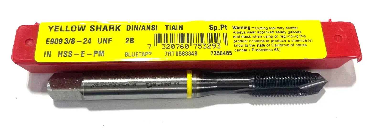 Dormer 3/8-24 UNF Spiral Point Plug Tap TiAlN Coating 3 Flute H4 2B 7350485