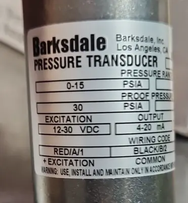 Barksdale 425H3-01-A Pressure Transducer Loc6C6