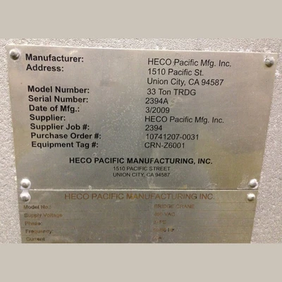 USED 2009 HECO PACIFIC 33 TON TRDG
