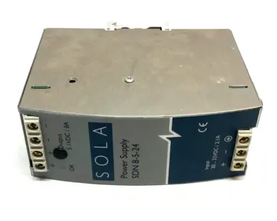 SDN8-5-24 | Emerson SOLA  Power Supply 18-36VDC 2, 9-1, 5A Input 5, 1V/ 8A Output - Used
