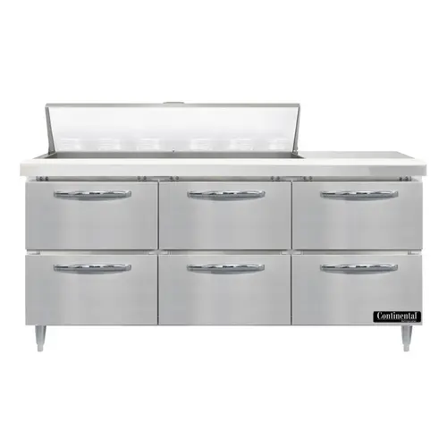 Continental D72N12-D 72" Designer Line Sandwich/salad Prep Table W/ Refrigerated Base, 115v