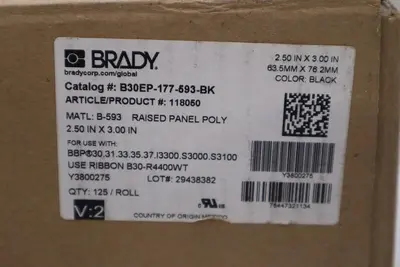NEW IN BOX BRADY B30EP-177-593-BK BLACK RIBBON CARTRIDGE STOCK H370