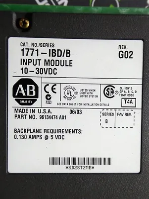 Allen Bradley 1771-IBD/B PLC-5 10 to 30 VDC Input Module Rev. G02 No Block Used