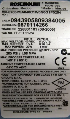 NEW ROSEMOUNT 8705PSA040C1W0N0G1F0254 MAGNETIC FLOWTUBE