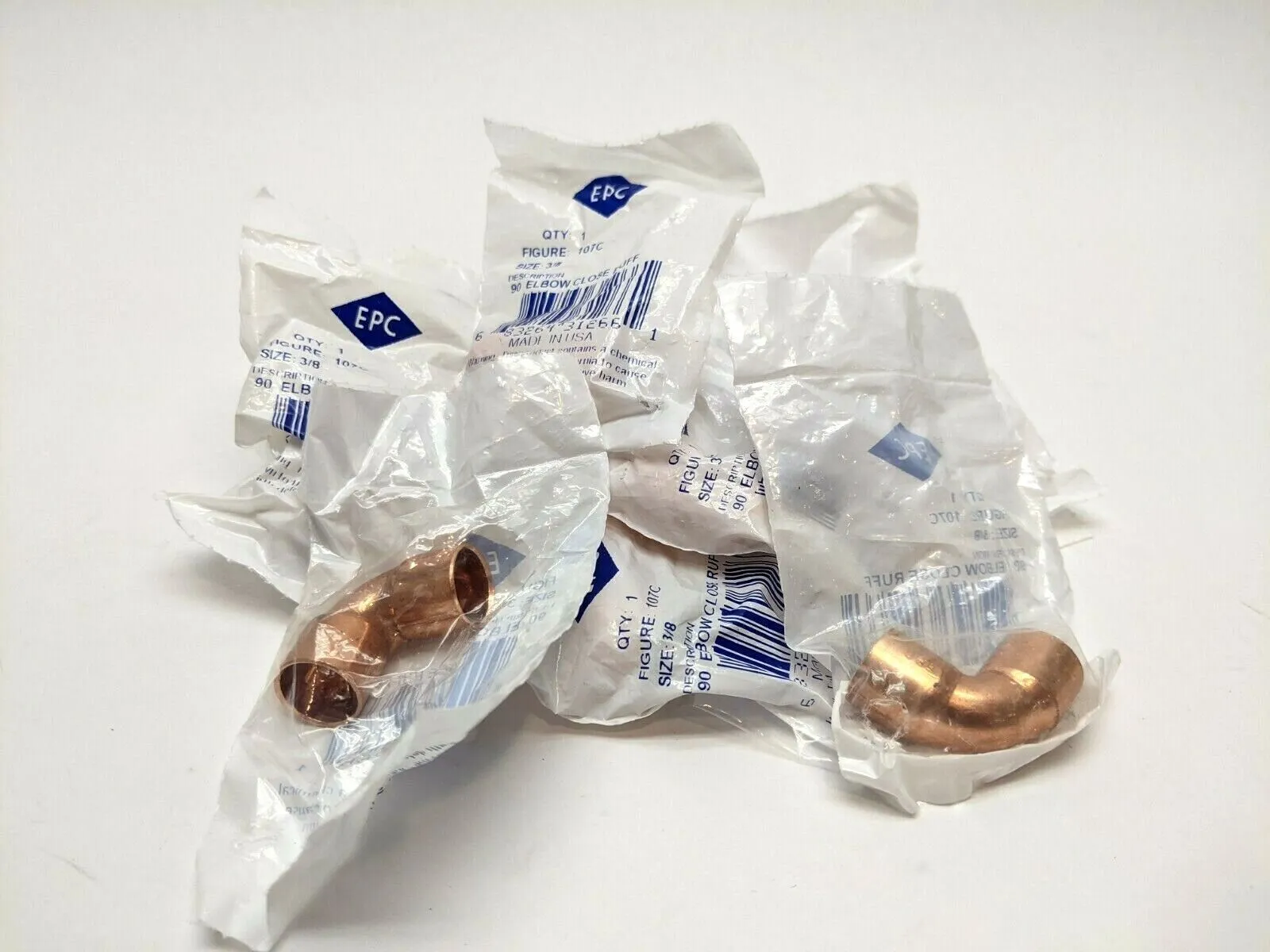 31266 | EPC  Copper Elbow 90 Degree 3/8" Close Rough Solder LOT OF 10 - New