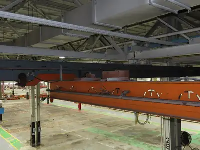 Cleveland Tramrail P&H 1 Ton Single Girder Underhung Bridge Crane 45' 10" Span