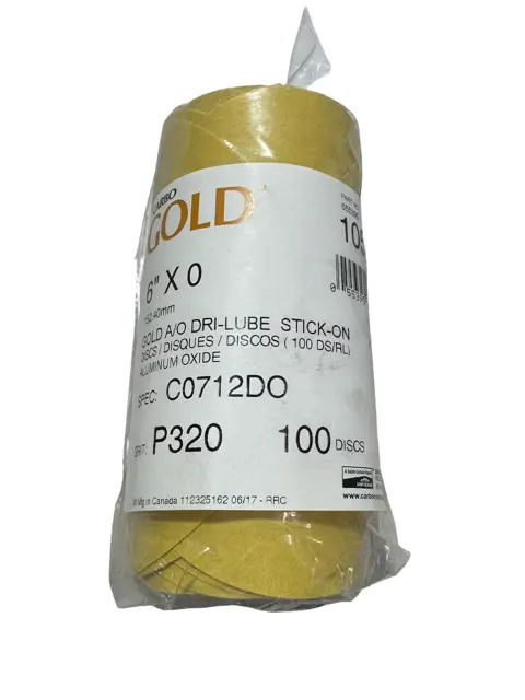 CARBO GOLD 6" No Hole Stick-On Discs 320 Grit Aluminum Oxide 100 Pack