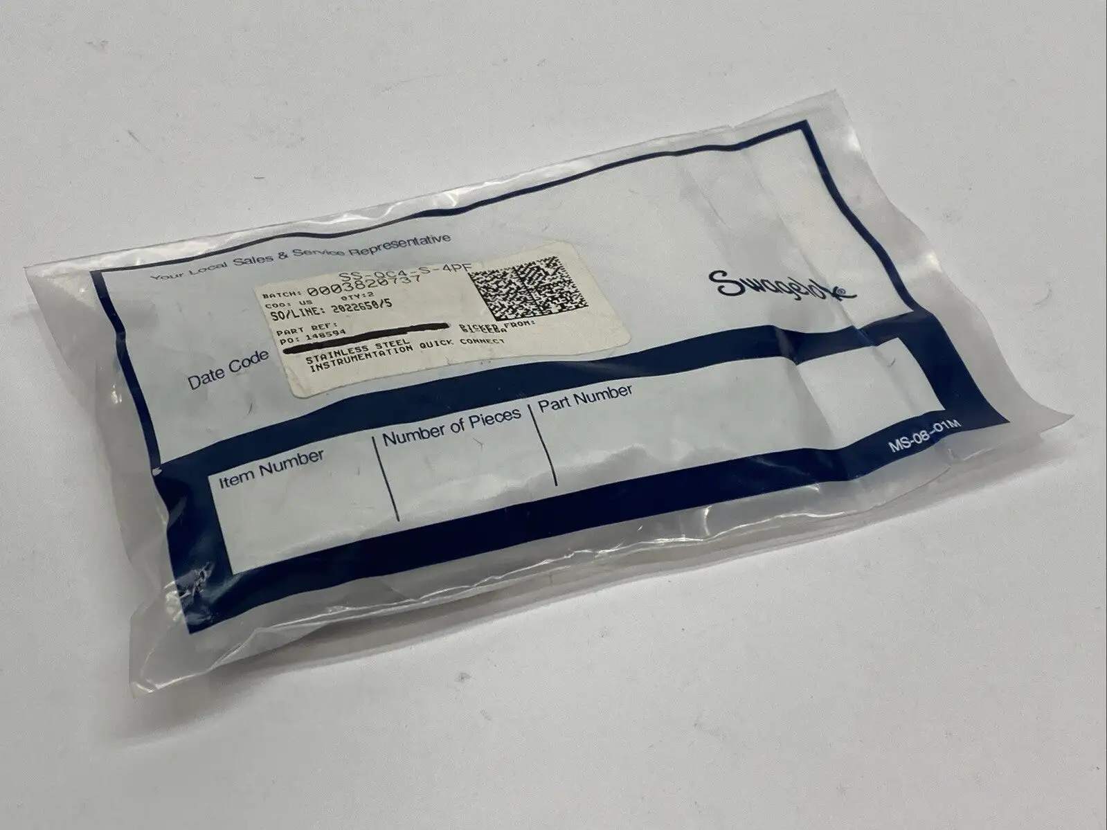 SS-QC4-S-4PF | Swagelok  Instrumentation Quick Connect Stem 0.3 Cv 1/4" Female NPT - New