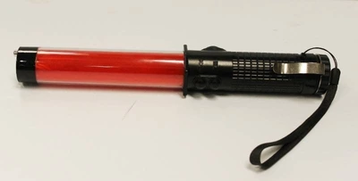 Bright LED Safety Traffic Baton Flashlight Stick With Self Whistle, Front Light & Magnetic Base. New In Box