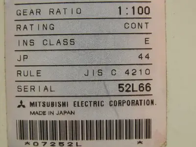 Mitsubishi GM-H Parallel Shaft Geared Motor 1:100 Ratio 0.2Kw 220V 3PH 18 RPM